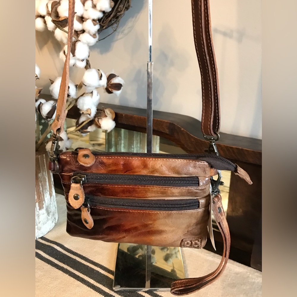 NWT Bed Stu Leather Viana Crossbody Belt Bag Wristlet Cafe Latte MSRP $180 - Picture 6 of 13